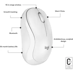 Logitech M240 Silent Bluetooth Wireless Mouse - Silent Touch, Off White