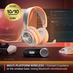 SteelSeries Arctis Nova Pro Wireless | Multi Gaming Headset for PC, PS5, PS4, Switch - White - 61524 - Active Noise Cancellation | Onboard Audio Profiles