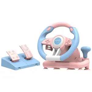 PXN V3 Pro Color Edition Gaming Racing Steering Wheel, 180° Steering, Dual Vibration, Gear Lever, Pink / Blue