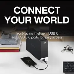 Seagate One Touch Hub 20TB External Hard Drive - USB-C/USB 3.0, Password Protection, Built-In Hub, for Windows/Mac