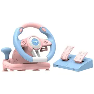 PXN V3 Pro Color Edition Gaming Racing Steering Wheel, 180° Steering, Dual Vibration, Gear Lever, Pink / Blue