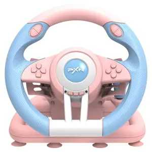 PXN V3 Pro Color Edition Gaming Racing Steering Wheel, 180° Steering, Dual Vibration, Gear Lever, Pink / Blue