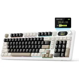 ATTACK SHARK X98PRO Wireless Gaming Keyboard, 99 Keys, LED Color Display, Hot-Swappable Blueberry Switch, Bluetooth 2.4G Wired, 4000mAh Battery, Cheese White