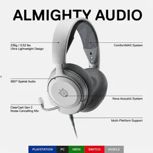SteelSeries Arctis Nova 1P Multi-System Wired Gaming Headset - 61612 - White