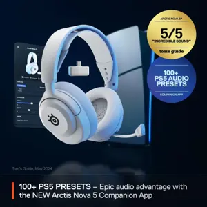 SteelSeries Arctis Nova 5P Wireless Gaming Headset for PS5, PS4 - White - Surround 7.1