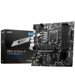 MSI PRO B760M-P DDR5 Intel LGA1700 microATX Motherboard - PCIe 4.0, Dual M.2 Gen4, 12th/13th/14th Gen Ready