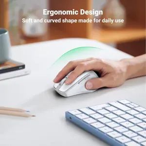 UGREEN 15805 Wireless Bluetooth 5.0 Mouse (White) Ergonomic 2.4G Cordless With USB Receiver