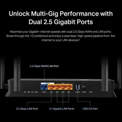 TP-Link Archer BE230 BE3600 Dual-Band Wi-Fi 7 Router, 4× External Antennas, 2×2.5 Gbps Ports, Quad-Core CPU