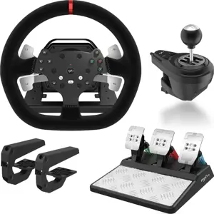 PXN V10 Gaming Racing Wheel Bundle, 3.2Nm Force Feedback, 900° Steering, Pedals & Shifter