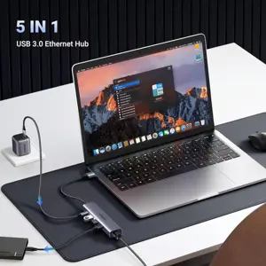 UGREEN 60554 USB 3.0 To Gigabit Ethernet Adapter 5 In 1 Multiport Hub
