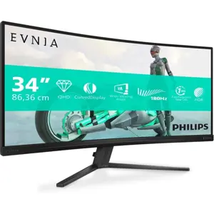 Philips Evnia 34M2C3500L 34 Inch WQHD Curved Gaming Monitor 180Hz 0.5ms – FreeSync Premium, HDR10