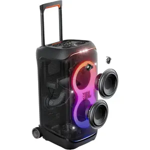 JBL PartyBox Stage 320 - Portable Party Speaker with Telescopic Handle & Wide, Sturdy Wheels | Black