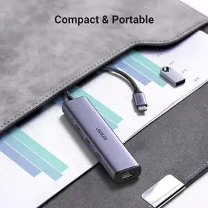 UGREEN 60600 USB C TO 3 Port USB 3.0 Hub with Gigabit Ethernet