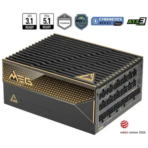 MSI MEG Ai1600T Power Supply, 1600W, PCIe 5.1 and ATX 3.1 Ready, Dual-Native 12V-2x6 Connectors, Tri-Certified Titanium