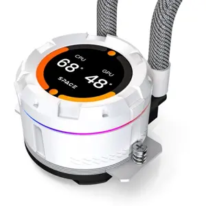 ID-Cooling Space SL360 XE Liquid Cooler 2.1 Inch LCD, Up To 350W TDP, 3x120mm Fans, White