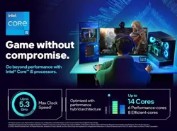 Intel Core i5-14600K 14th Gen Unlocked Desktop Processor 14 Cores 20 Threads Up to 5.3GHz LGA1700 Tray CPU