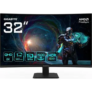Gigabyte GS32QCA 31.5" Curved Gaming Monitor QHD 180Hz 1ms MPRT – AMD FreeSync, HDR Ready