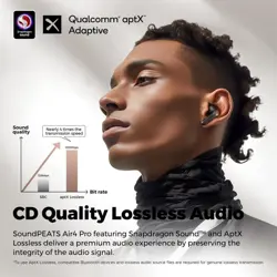 SoundPEATS Air 4 Pro Noise Cancelling Wireless Earbuds - Black