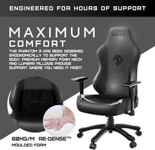 AndaSeat Phantom 3 XL Ergonomic Gaming Chair Stormy Black Premium Leather Extra Wide Seat Gaming Chair Heavy Duty Lumbar Support Office & Gaming Chair