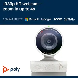 Poly Studio P5 USB-A Webcam 76U43AA 1080p | Privacy Shutter | Low-Light Compensation | Directional Microphone | 4x Digital Zoom | Microsoft Teams, Zoom Compatible