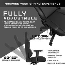 AndaSeat Phantom 3 XL Ergonomic Gaming Chair Stormy Black Premium Leather Extra Wide Seat Gaming Chair Heavy Duty Lumbar Support Office & Gaming Chair