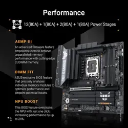 ASUS TUF Gaming B860M-Plus WiFi B860 LGA 1851 mATX Motherboard – DDR5, PCIe 5.0, WiFi 7, 12+1+2+1 Power Stages, Core Ultra Ready
