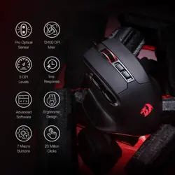 Redragon M806 Bullseye RGB Wired Gaming Mouse 12400 DPI 5-Level DPI Adjustable FPS MMO Esports Mouse