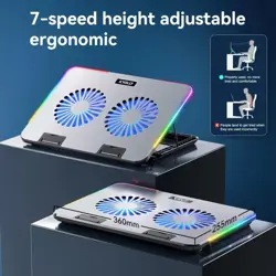 Amaze A505 Laptop RGB Cooling Stand - Dual 110mm Fans, 5-Step Retractable, 10 RGB Modes
