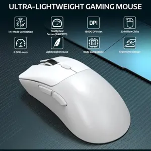 ATTACK SHARK R1 Wireless Gaming Mouse, 59g Superlight, PixArt PAW3311 Sensor, Bluetooth 2.4G Wireless Wired, White