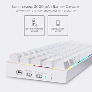 Redragon K530W RGB Draconic Wireless Mechanical Gaming Keyboard with Red Switches - White / Black