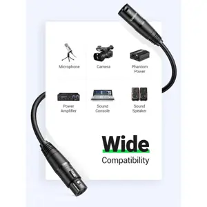 Ugreen XLR Cable, XLR Male To Female Microphone Extension Cable 2M For Amplifiers, Microphones, Mixer, Preamp, Speaker System Or Other Professional Recording (Black)