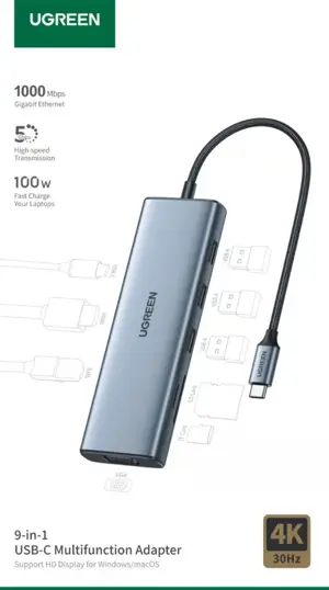 UGREEN 15600 9-In-1 USB-C Multifunctional Docking Station With 4K