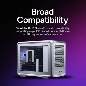 Cooler Master V4 Alpha 3DHP Black CPU Cooler, Alpha 3DHP Heat Pipe Technology, Dual Mobius 120 PWM Fans, Quiet Operation, Easy Install, Black