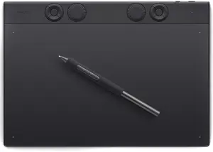 Wacom Intuos Pro Medium Digitiser PTK670K0B, 8192 Pressure Levels, Tilt Recognition, Multi-Touch, USB-C, Bluetooth, Black