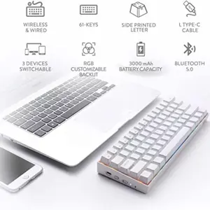 Redragon K530W RGB Draconic Wireless Mechanical Gaming Keyboard with Red Switches - White / Black