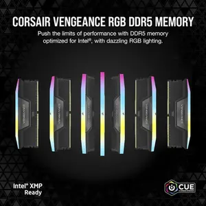 Corsair Vengeance RGB 16GB DDR5 5600MHz CL40 Desktop Gaming RAM – Black, iCUE RGB, Intel XMP