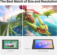 HUION KAMVAS 16 (Gen 3) Drawing Tablet with Screen, 15.8 inch 2.5K QHD Art Tablet