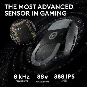 Logitech G PRO X SUPERLIGHT 2 DEX LIGHTSPEED Wireless Gaming Mouse 60g, 5 Programmable Buttons, 44k DPI Sensor, 8K Polling, USB-C Charging, Black 910-007358
