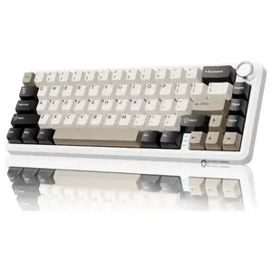 ATTACK SHARK X66 Wireless Mechanical Keyboard, 60% Layout, Hot-Swappable Strawberry Switch, Bluetooth 5.0, 2.4GHz, USB-C, 3000mAh, Cheese White