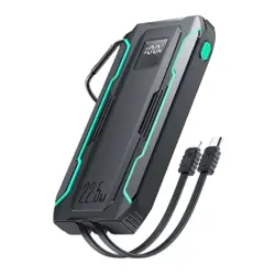 Joyroom JR-L017 22.5W Power Bank With Built in 2 in 1 Cables with SOS Light 10000mAh - Black