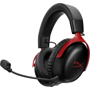 HyperX Cloud III S Wireless Gaming Headset 2.4GHz, Bluetooth, 53mm Angled Drivers, 10mm Detachable Mic, Up To 120h 2.4GHz/200h Bluetooth, Black Red A59Z0AA