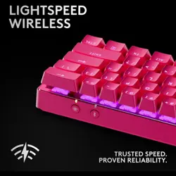 Logitech PRO X 60 Wireless 60% Gaming Keyboard- Optical Switches | Magenta | US International Tactile
