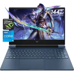 HP Victus 15-FA0033DX Gaming Laptop Intel Core i5-12450H 8GB DDR4 512GB PCIe Gen4 SSD NVIDIA GeForce RTX 3050 4GB 15.6” FHD IPS 144Hz Backlit Keyboard Windows 11 Performance Blue