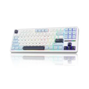 AULA F87 Light Grey + White + Blue Tri-Mode Mechanical Gaming Keyboard - Wireless Hot-Swap RGB