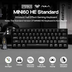 AULA Mini60 HE Black Side Engraved Stormrise Magnetic Switch Tri-Mode Mechanical Gaming Keyboard - Wireless Hot-Swap RGB