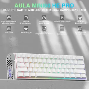 AULA Mini60 HE White Side Engraved Mistcloud Magnetic Switch Tri-Mode Mechanical Gaming Keyboard - Wireless Hot-Swap RGB