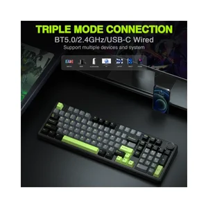 AULA F99 Pro Black + Grey + Green Greywood Switch V3 Tri-Mode Mechanical Gaming Keyboard - Wireless Hot-Swap RGB