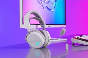 ASUS ROG Pelta A501 White Wireless Gaming Headset Tri-Mode Connectivity 7.1 Surround Sound Gaming Headphones for PC Console Mobile