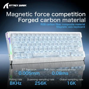 Attack Shark R68HE Carbon Fiber Wired Rapid Trigger Magnetic Switch Keyboard – 60%, 8KHz, RGB, Ice Ninja