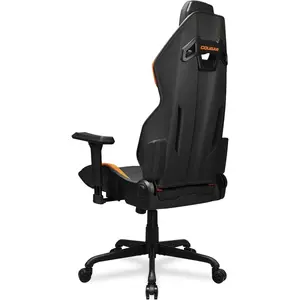 Cougar Hotrod Ergonomic and Comfortable Gaming Chair with Head and Lumbar Support, Steel Frame and Base, Reclining Backrest, Tilt Mechanism, Premium Hyper-Dura Leatherette, 3D Armrest - Black/Orange